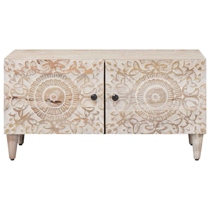 Coffee Table White 80 x 50 x 40 cm Solid Mango Wood