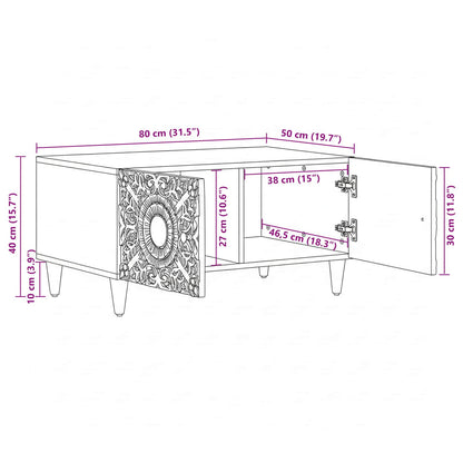 Coffee Table White 80 x 50 x 40 cm Solid Mango Wood