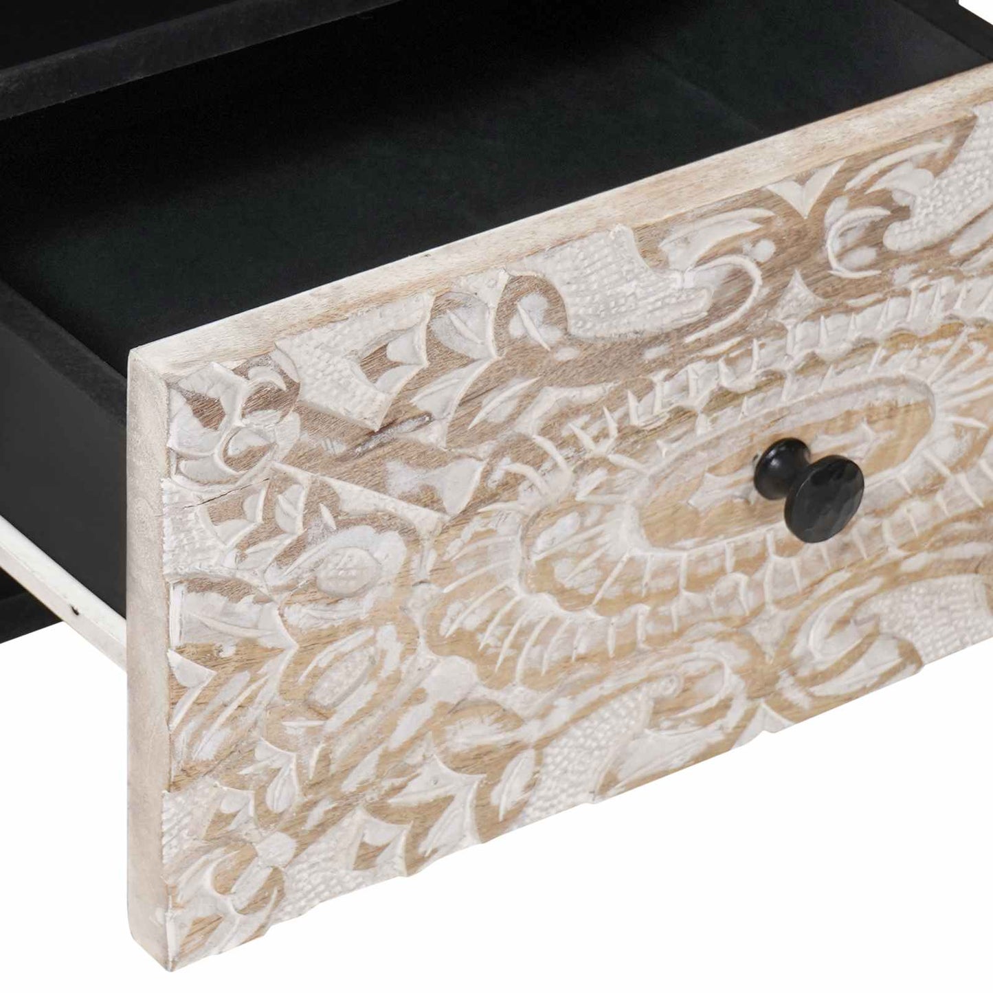 Bed cabinet 2 pcs White 40 x 33 x 46 cm Solid Mango Wood