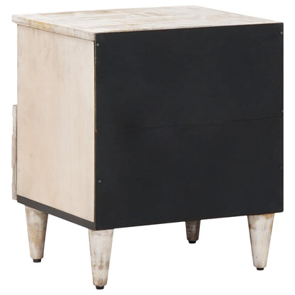 Bed cabinet 2 pcs White 40 x 33 x 46 cm Solid Mango Wood