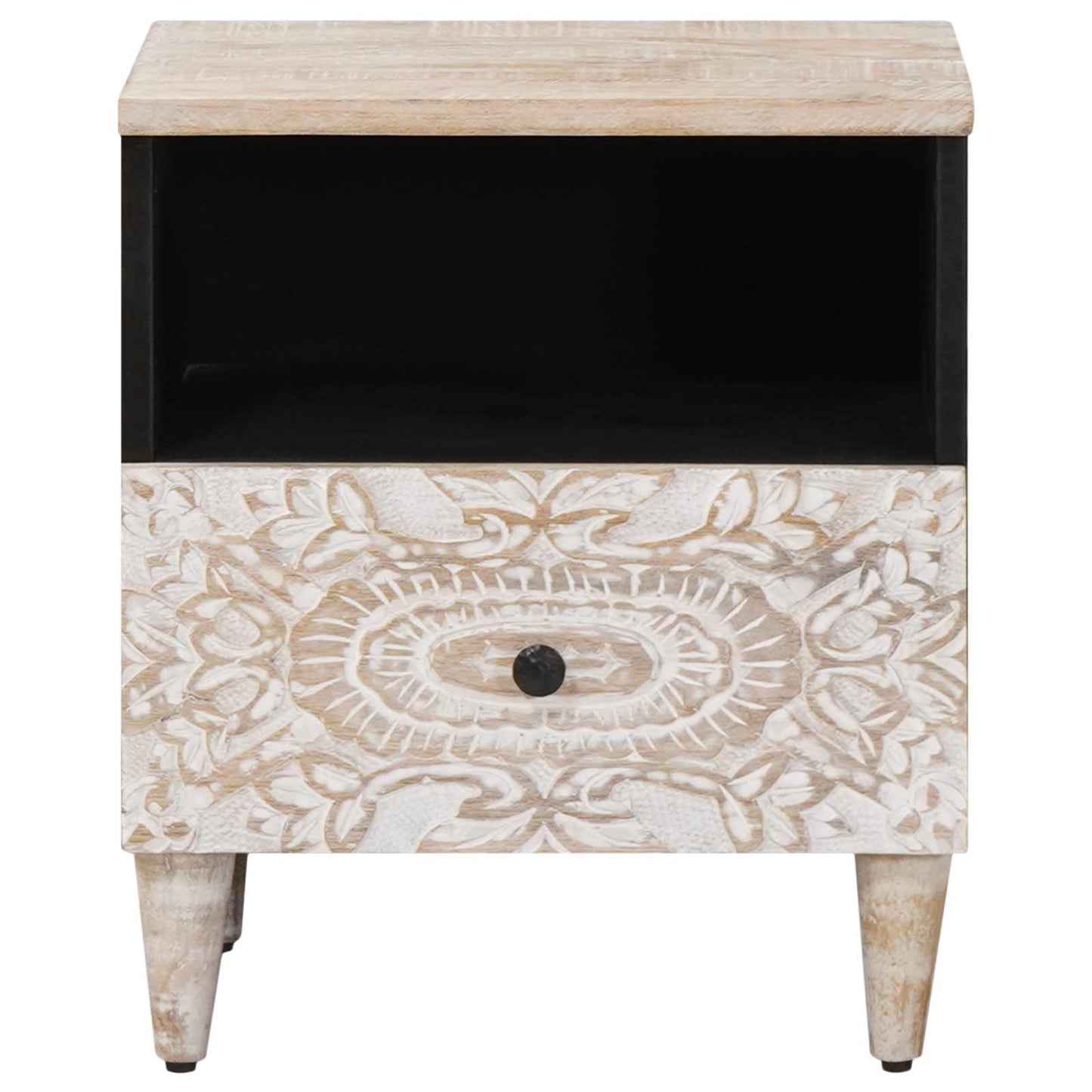 Bed cabinet 2 pcs White 40 x 33 x 46 cm Solid Mango Wood