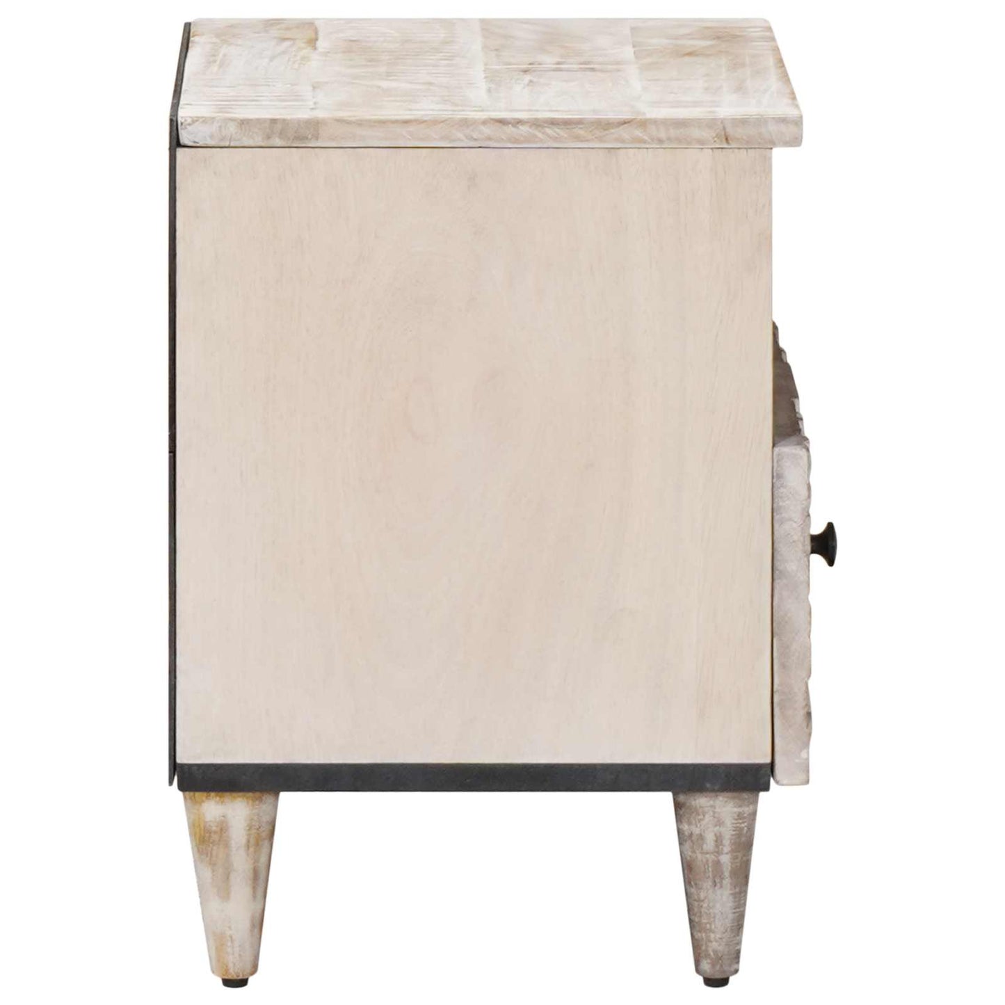 Bed cabinet 2 pcs White 40 x 33 x 46 cm Solid Mango Wood