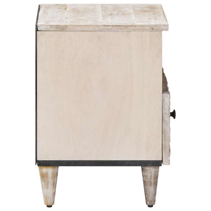 Bed cabinet 2 pcs White 40 x 33 x 46 cm Solid Mango Wood