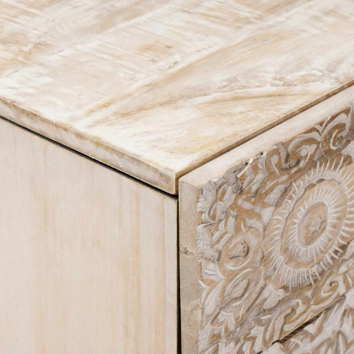 Bed cabinet White 50 x 33 x 60 cm Solid Mango Wood