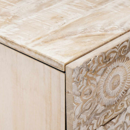 Bed cabinet White 50 x 33 x 60 cm Solid Mango Wood