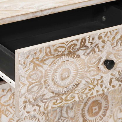 Bed cabinet White 50 x 33 x 60 cm Solid Mango Wood