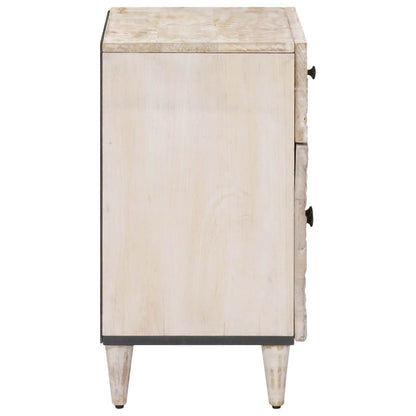 Bed cabinet with Drawer White 50 x 33 x 60 cm Solid Mango Wood
