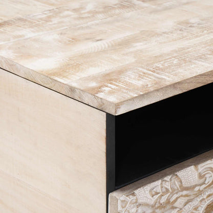 Coffee Table with Drawer White 80 x 54 x 40 cm Solid Mango Wood