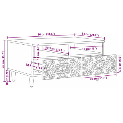 Coffee Table with Drawer White 80 x 54 x 40 cm Solid Mango Wood