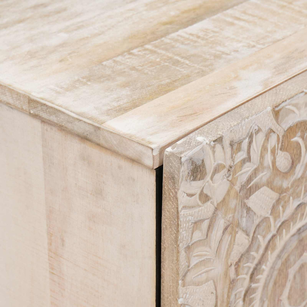 TV Cabinet White 105 x 33.5 x 46 cm Solid Mango Wood