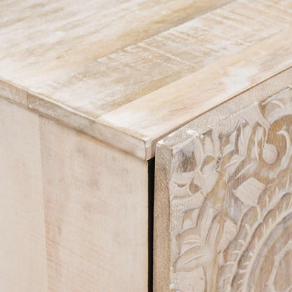 TV Cabinet White 105 x 33.5 x 46 cm Solid Mango Wood
