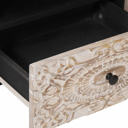 TV Cabinet White 105 x 33.5 x 46 cm Solid Mango Wood