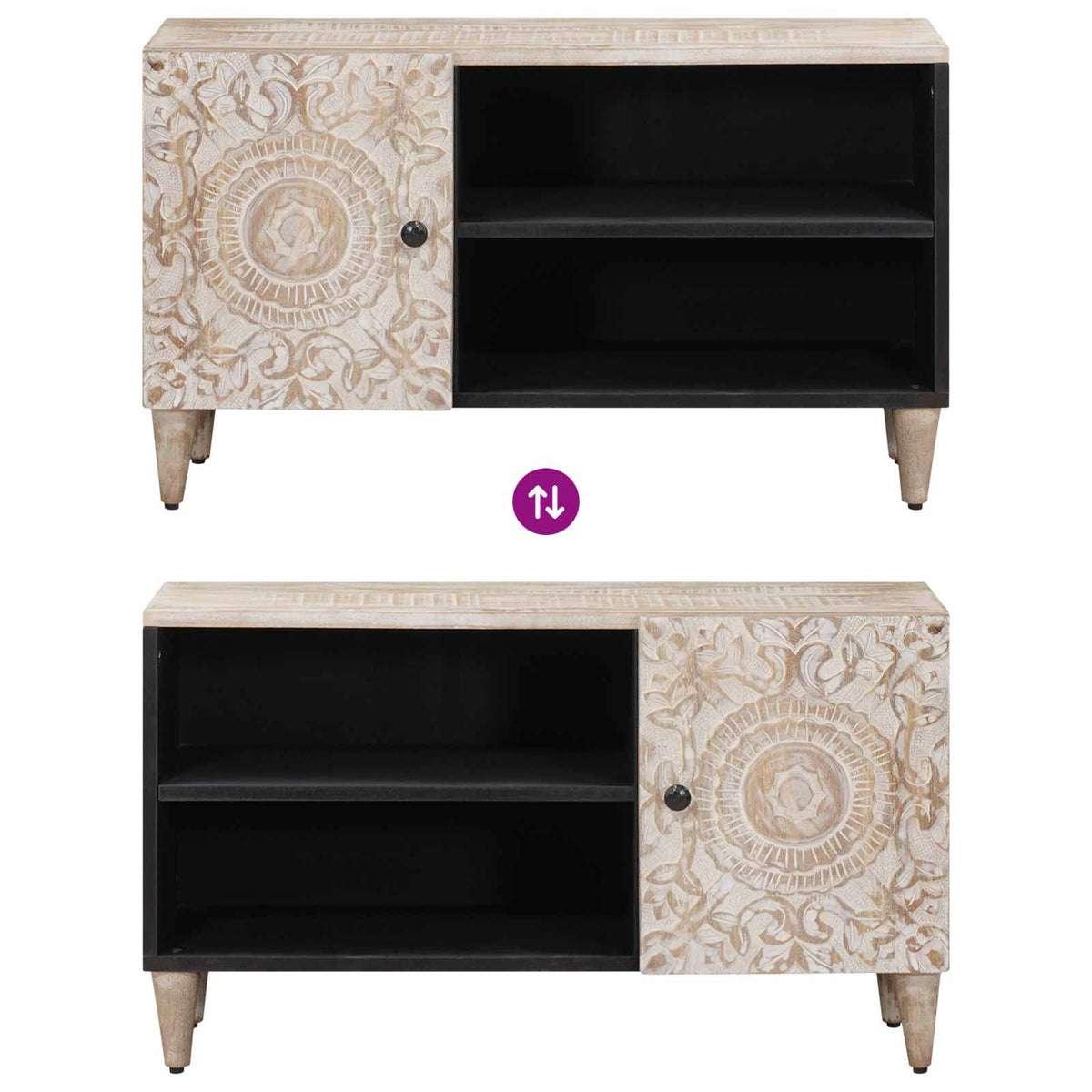 TV Cabinet with Shelf White 80 x 31.5 x 46 cm Solid Mango Wood