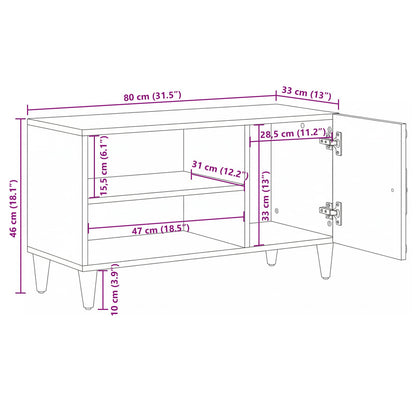 TV Cabinet with Shelf White 80 x 31.5 x 46 cm Solid Mango Wood