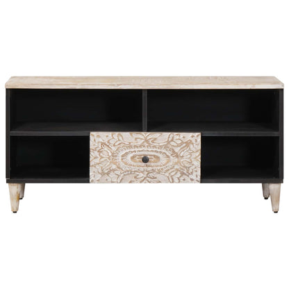 TV Cabinet with Shelf White 100 x 33.5 x 46 cm Solid Mango Wood