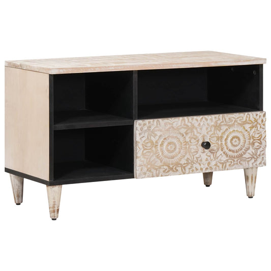 TV Cabinet White 80 x 33.5 x 46 cm Solid Mango Wood
