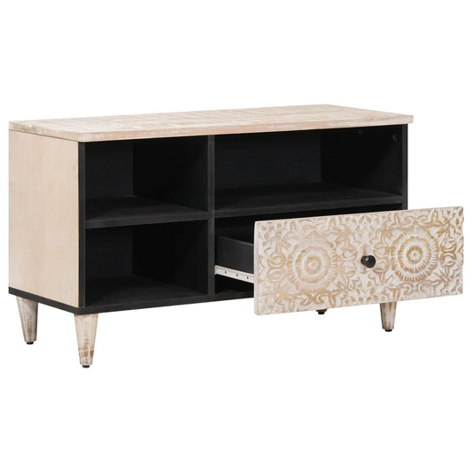 TV Cabinet White 80 x 33.5 x 46 cm Solid Mango Wood