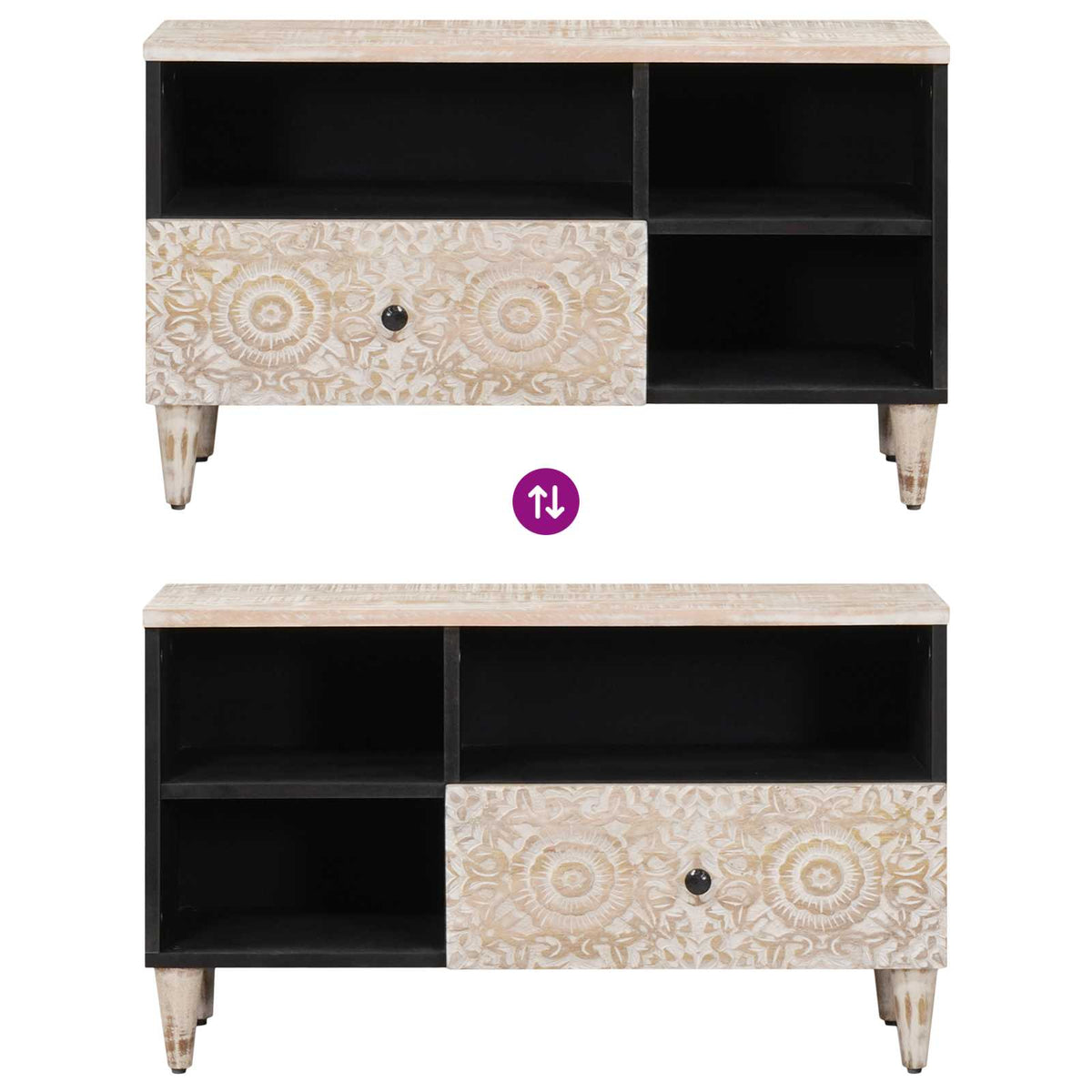 TV Cabinet White 80 x 33.5 x 46 cm Solid Mango Wood