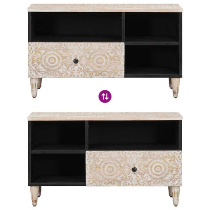 TV Cabinet White 80 x 33.5 x 46 cm Solid Mango Wood