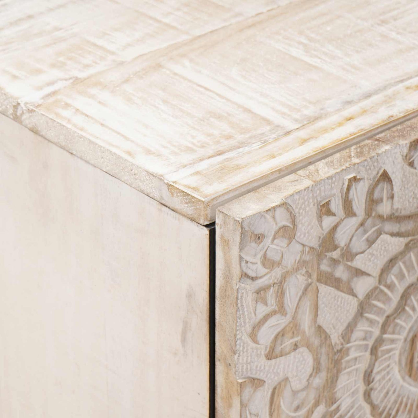 Sideboard with Storage White 40 x 33.5 x 75 cm Solid Mango Wood