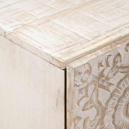 Sideboard with Storage White 40 x 33.5 x 75 cm Solid Mango Wood