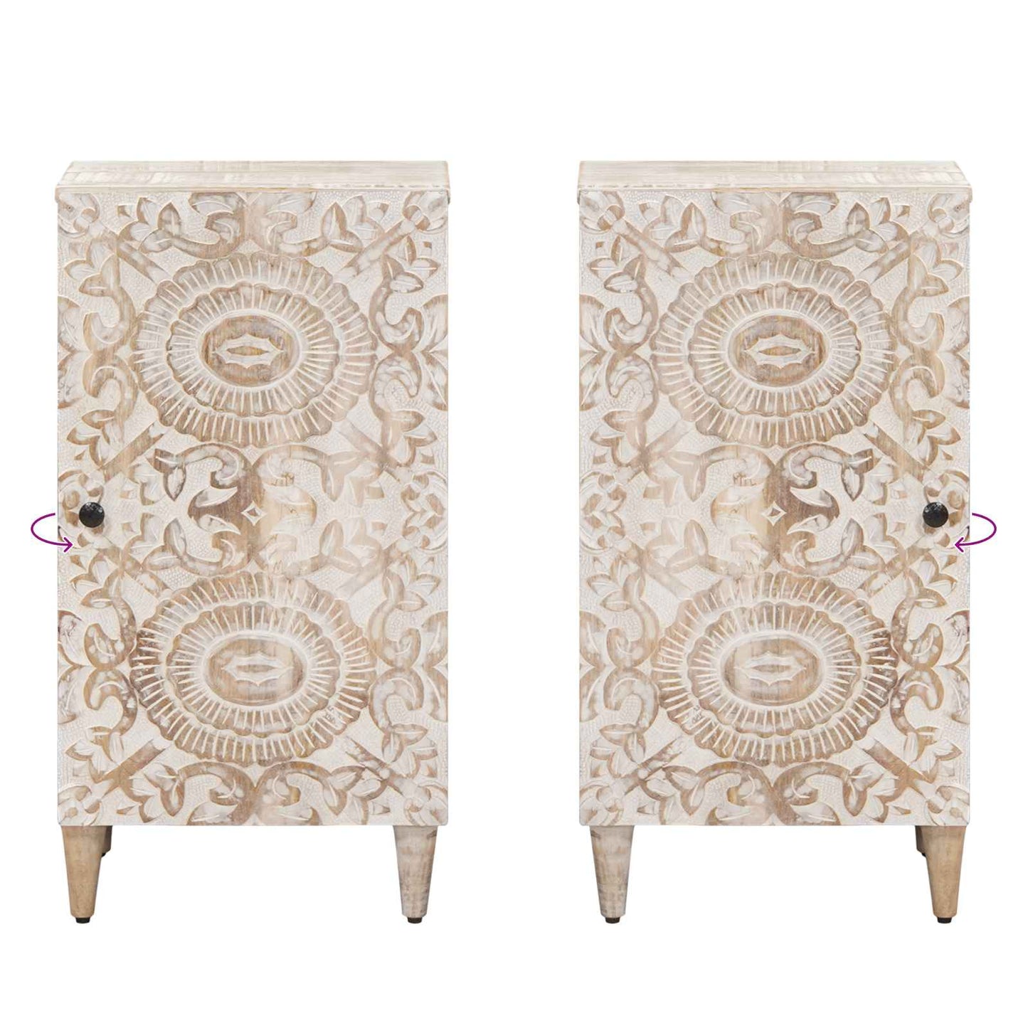 Sideboard with Storage White 40 x 33.5 x 75 cm Solid Mango Wood