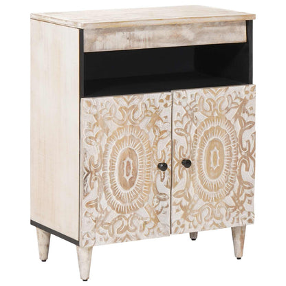 Sideboard with Storage White 60 x 33.5 x 75 cm Solid Mango Wood