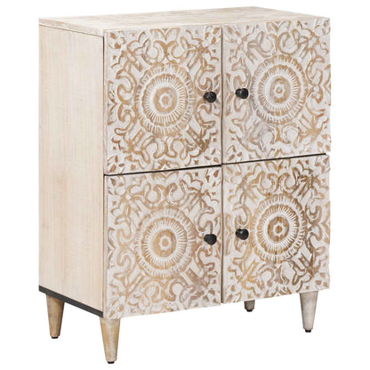 Sideboard with Storage White 60 x 33.5 x 75 cm Solid Mango Wood