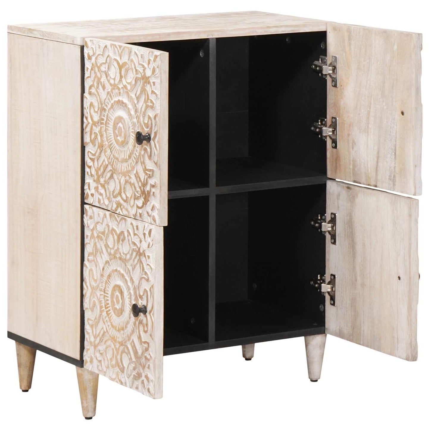 Sideboard with Storage White 60 x 33.5 x 75 cm Solid Mango Wood