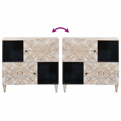 Sideboard with Storage White 80 x 33.5 x 75 cm Solid Mango Wood