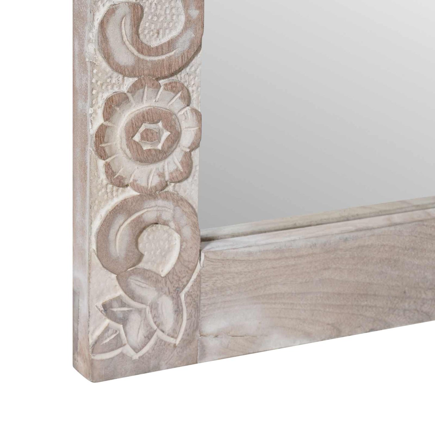 Wall Mirror Rectangular White 70 x 50 cm Solid Mango Wood