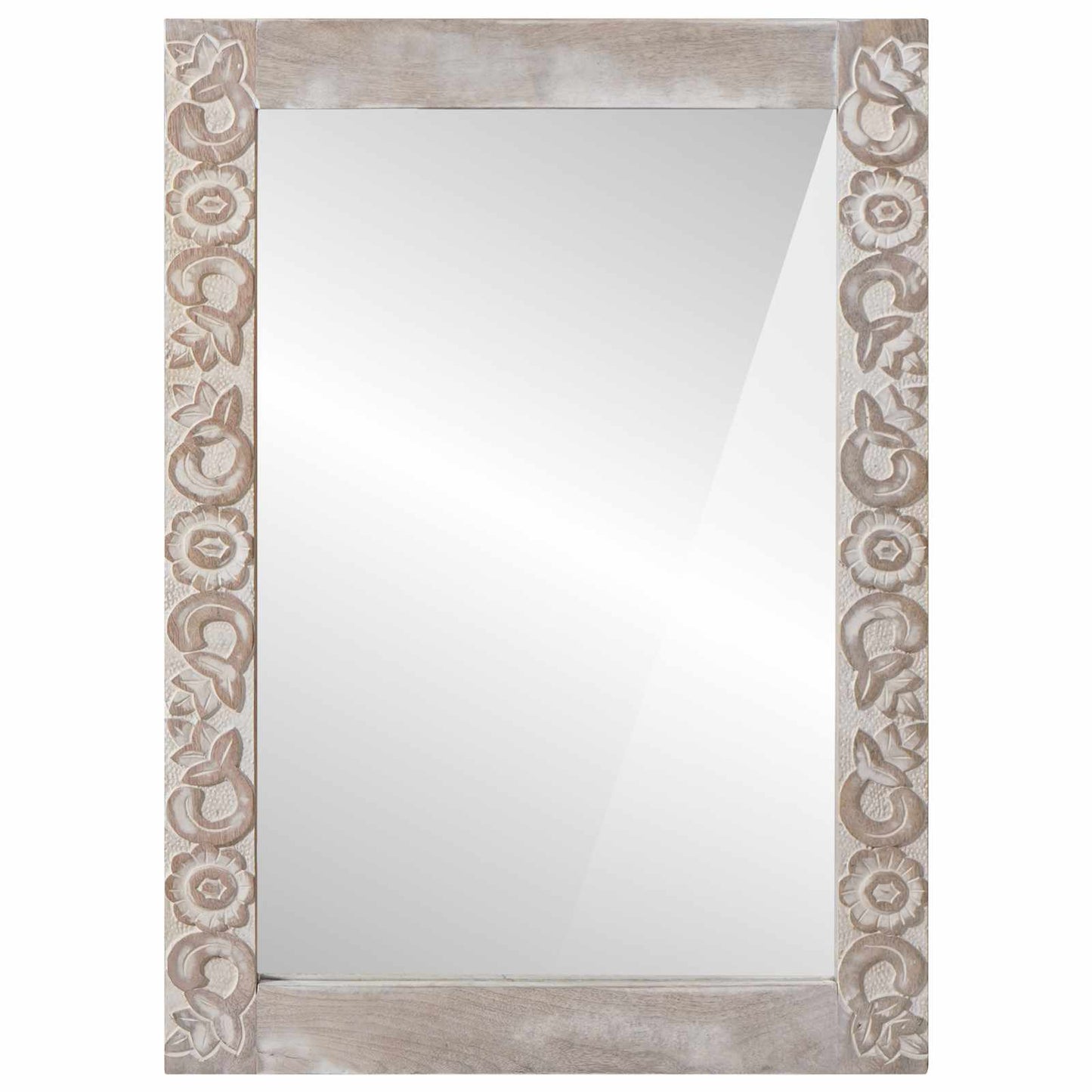Wall Mirror Rectangular White 70 x 50 cm Solid Mango Wood