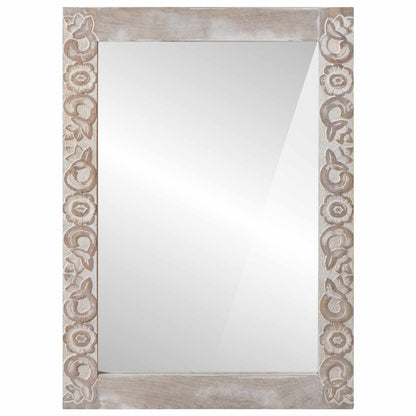 Wall Mirror Rectangular White 70 x 50 cm Solid Mango Wood