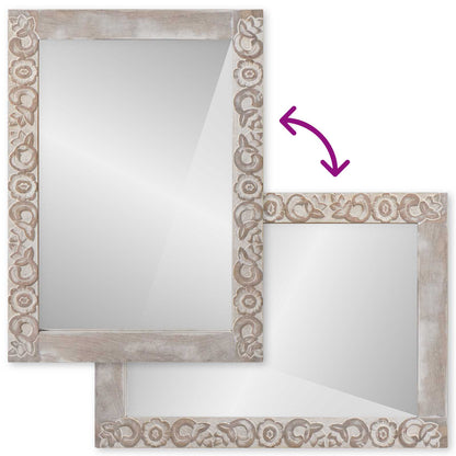 Wall Mirror Rectangular White 70 x 50 cm Solid Mango Wood