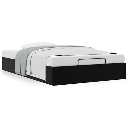 Ottoman Bed Frame without Mattress Black Double Faux Leather