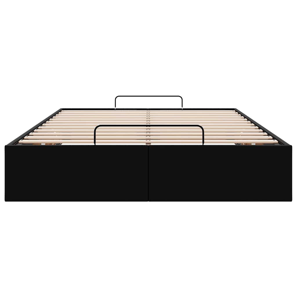 Ottoman Bed Frame without Mattress Black Double Faux Leather