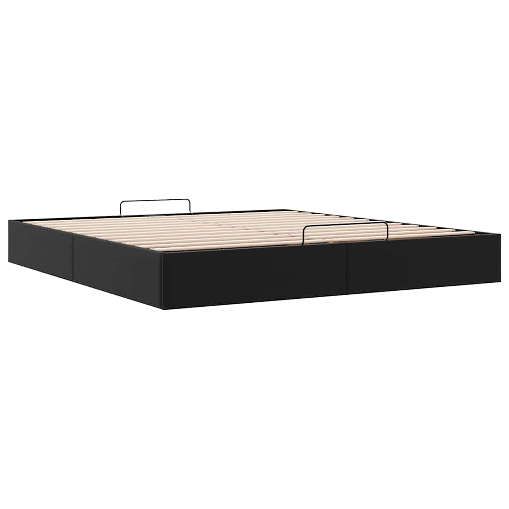 Ottoman Bed Frame without Mattress Black Super King Faux Leather