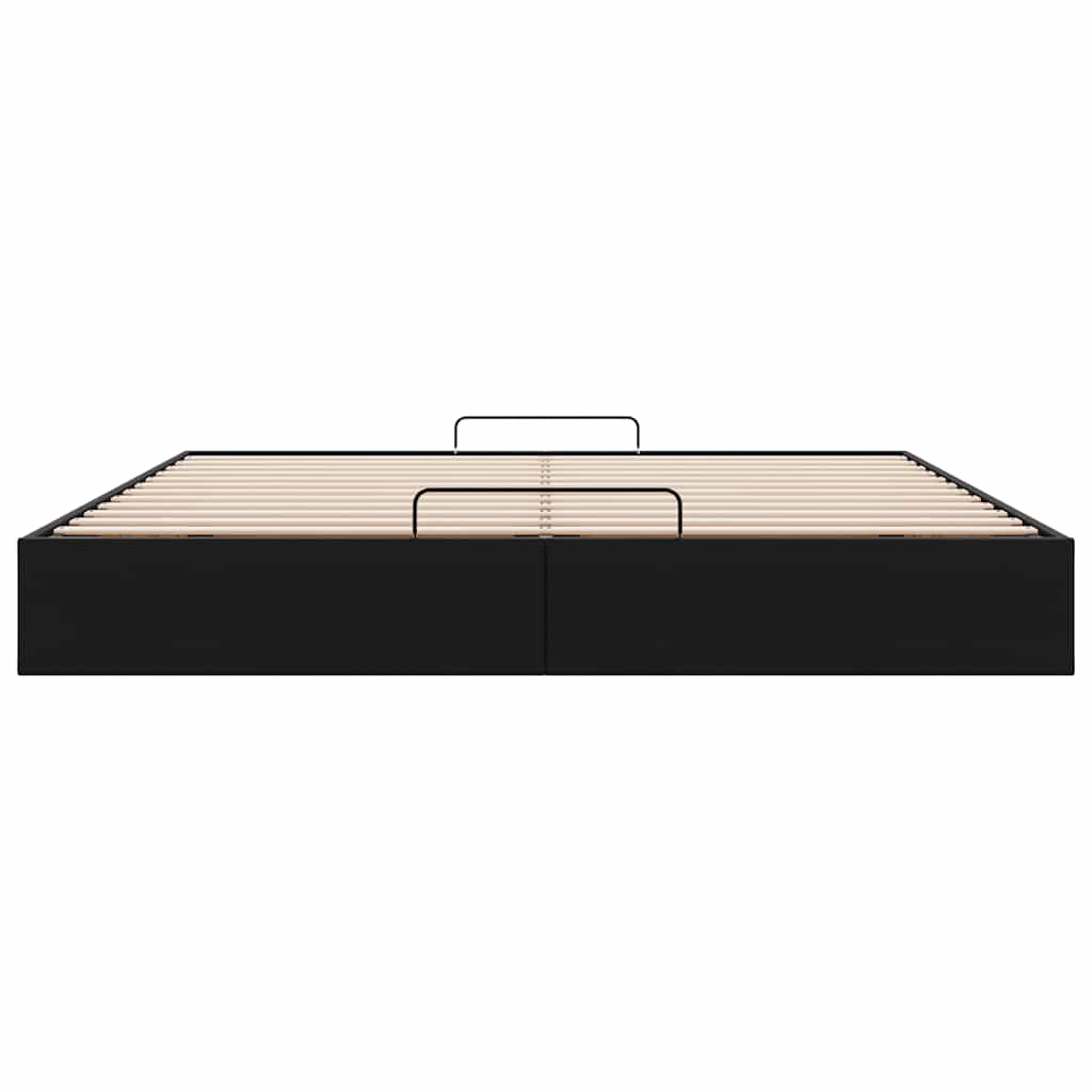 Ottoman Bed Frame without Mattress Black Super King Faux Leather
