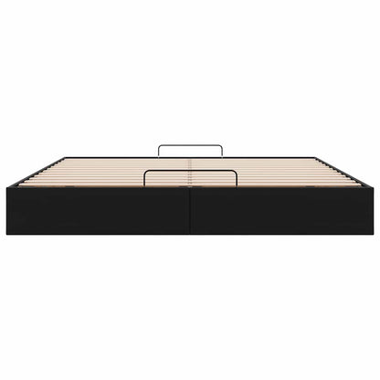 Ottoman Bed Frame without Mattress Black Super King Faux Leather