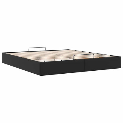 Ottoman Bed Frame without Mattress Black Super King Faux Leather