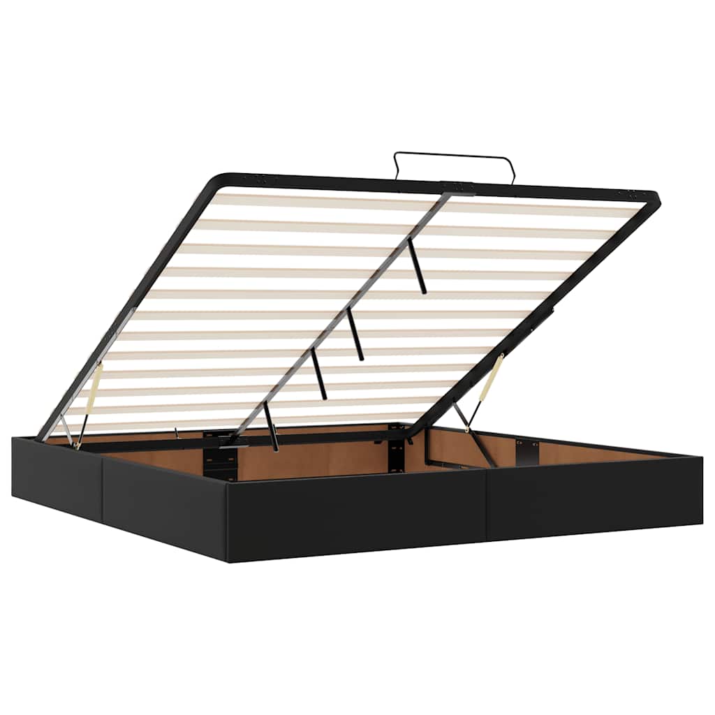 Ottoman Bed Frame without Mattress Black Super King Faux Leather