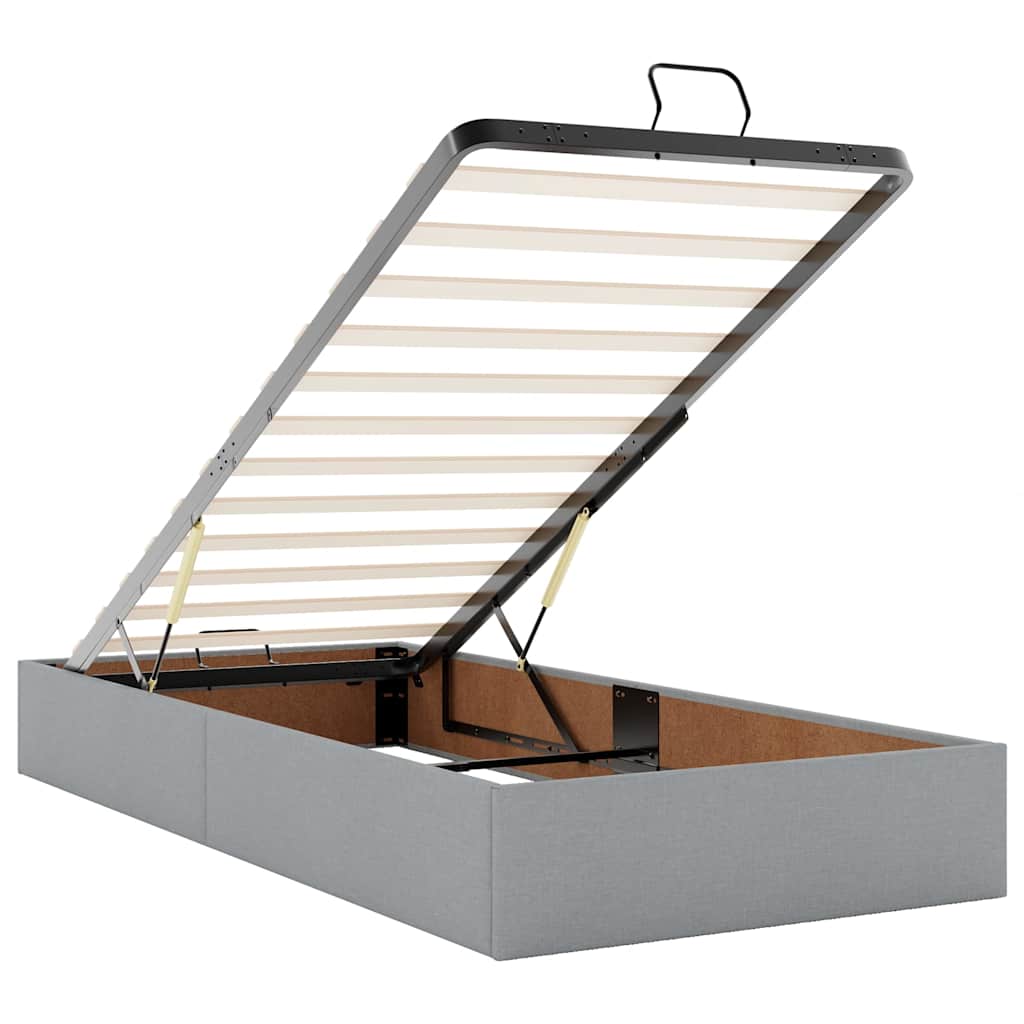 Ottoman Bed Frame without Mattress Light Grey Single Fabric
