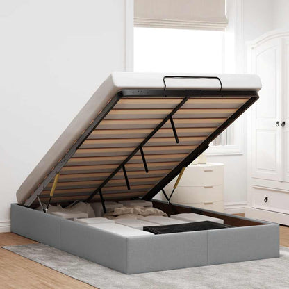 Ottoman Bed Frame without Mattress Light Grey Double Fabric