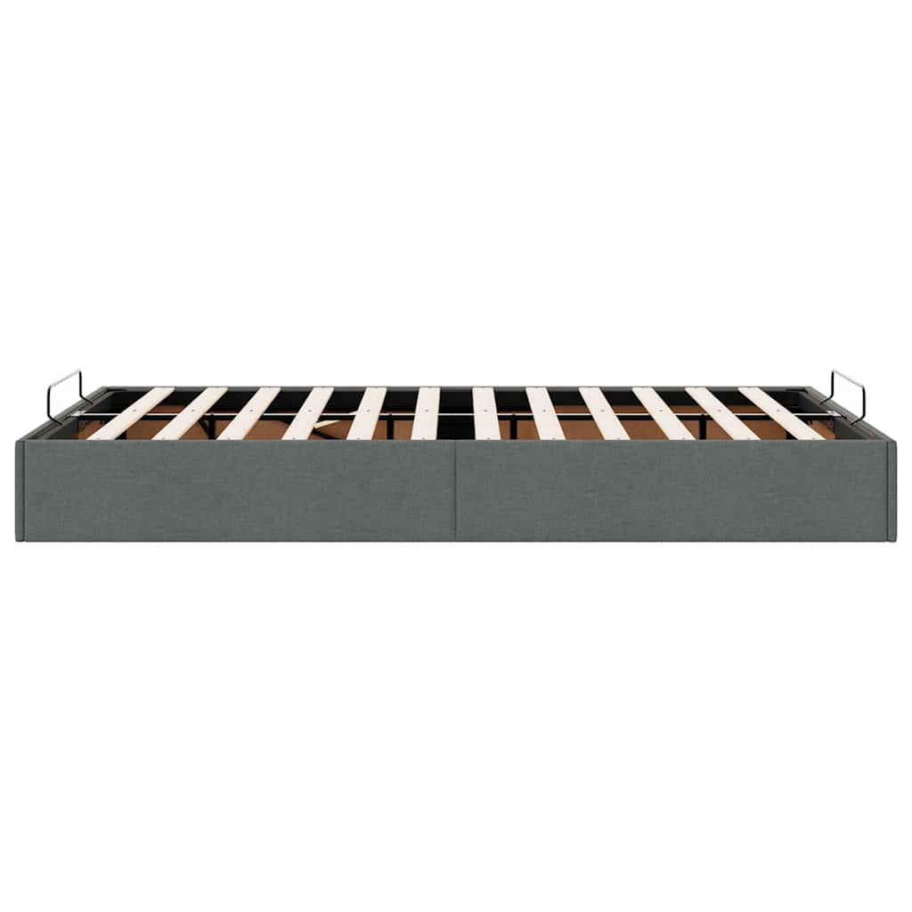 Ottoman Bed Frame without Mattress Dark Grey Double Fabric
