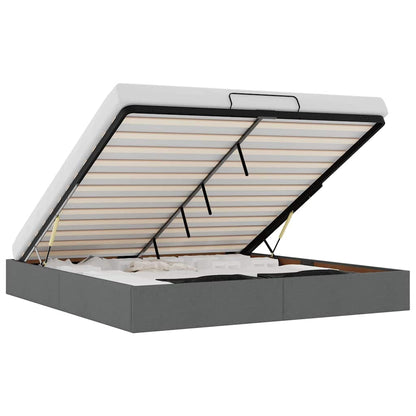 Ottoman Bed Frame without Mattress Dark Grey Super King Fabric