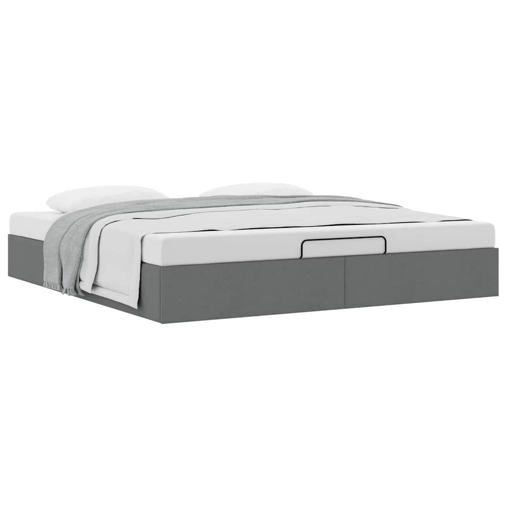 Ottoman Bed Frame without Mattress Dark Grey Super King Fabric