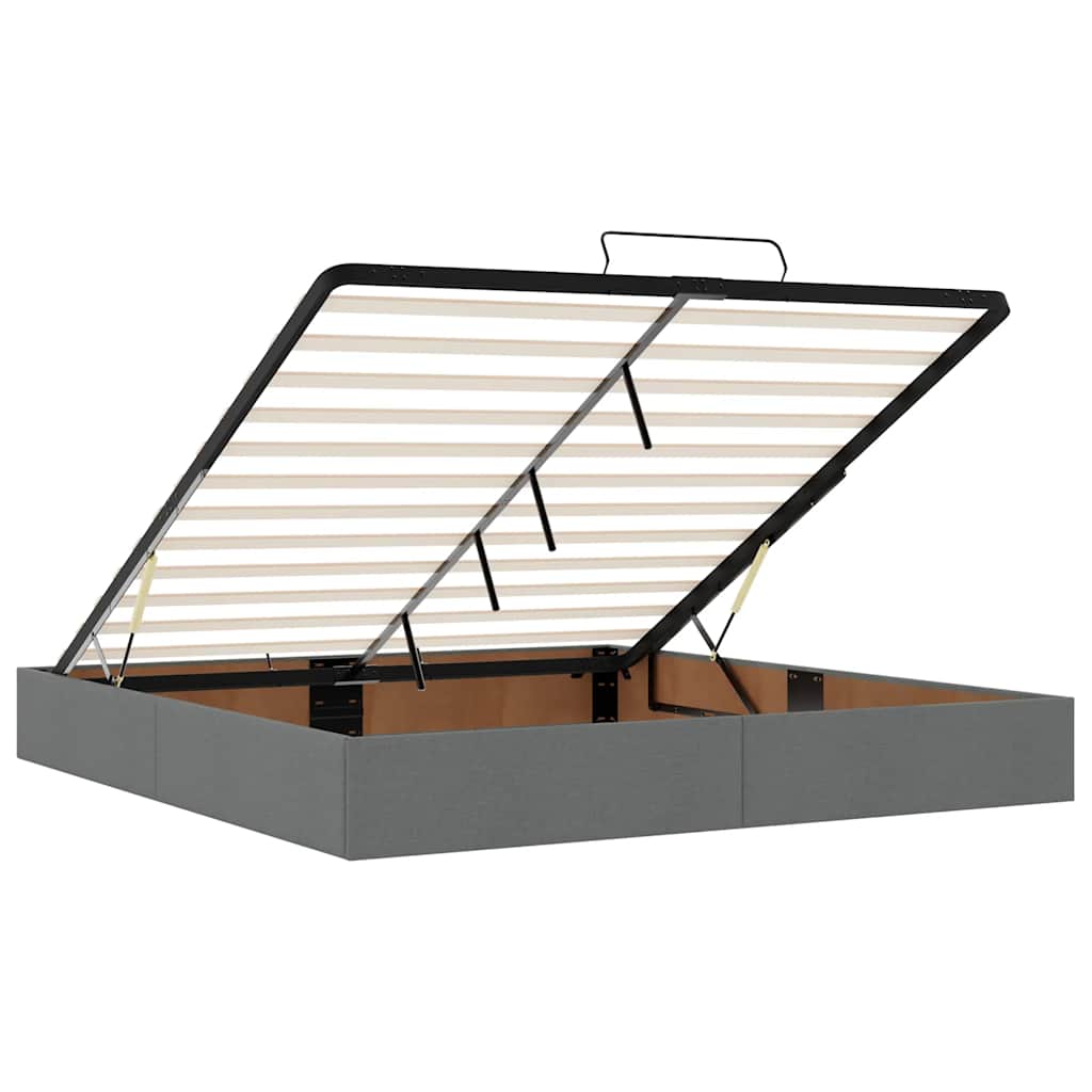 Ottoman Bed Frame without Mattress Dark Grey Super King Fabric