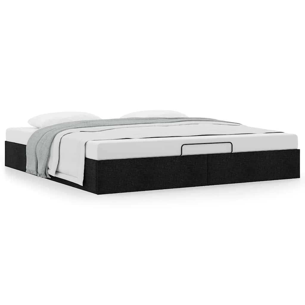 Ottoman Bed Frame without Mattress Black Super King Fabric