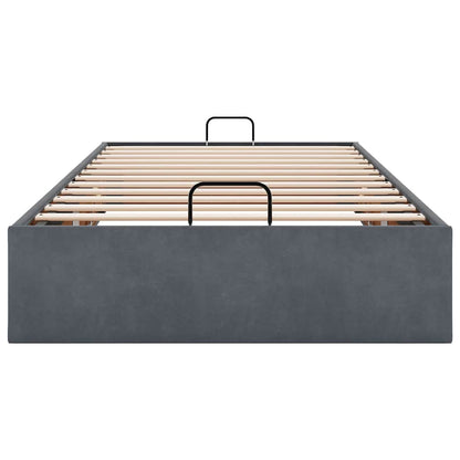 Ottoman Bed Frame No Mattress Dark Grey Single Velvet