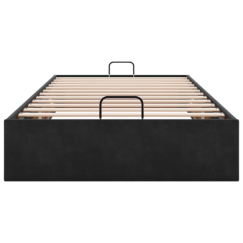 Ottoman Bed Frame No Mattress Black Single Velvet